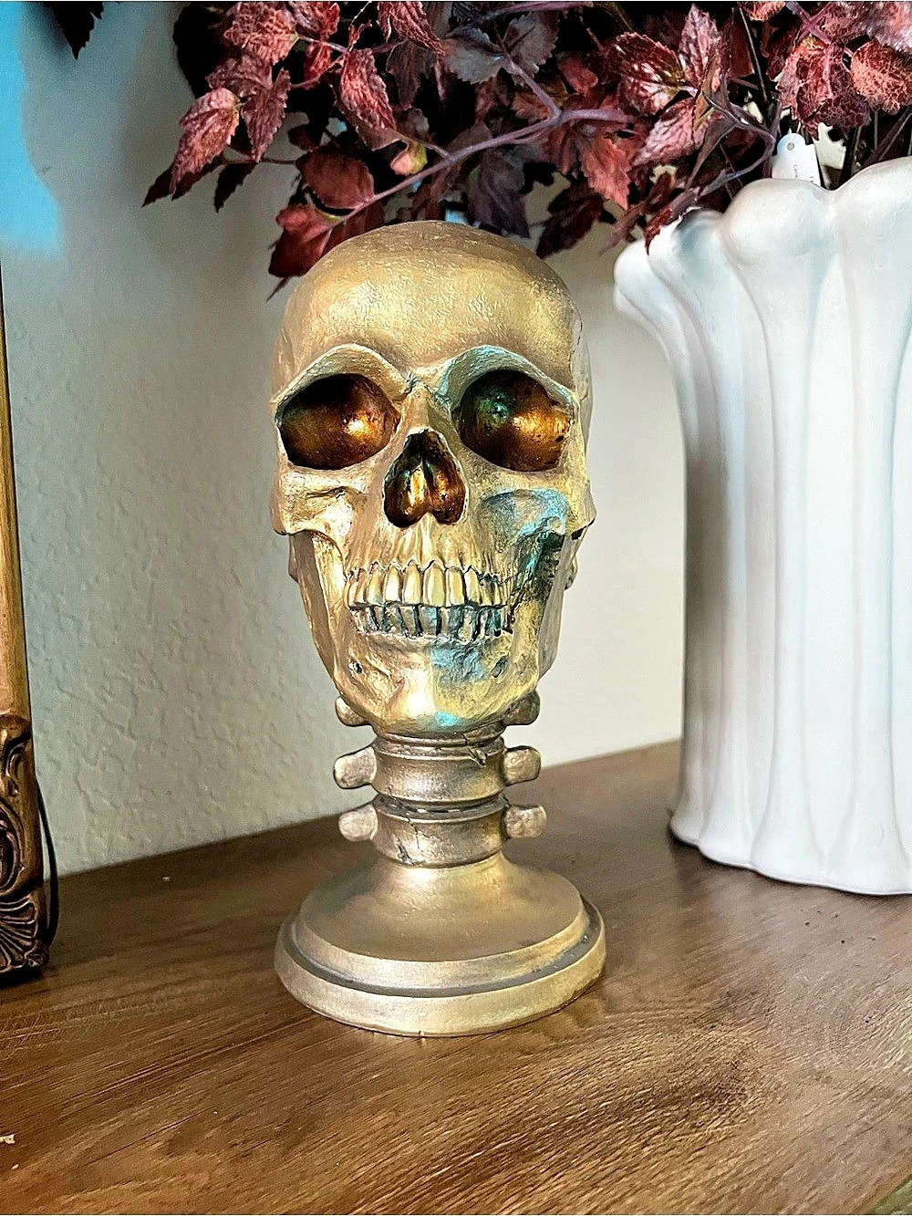Skull Head Decorative Sculpture in Gold